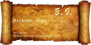 Birkner Inge névjegykártya